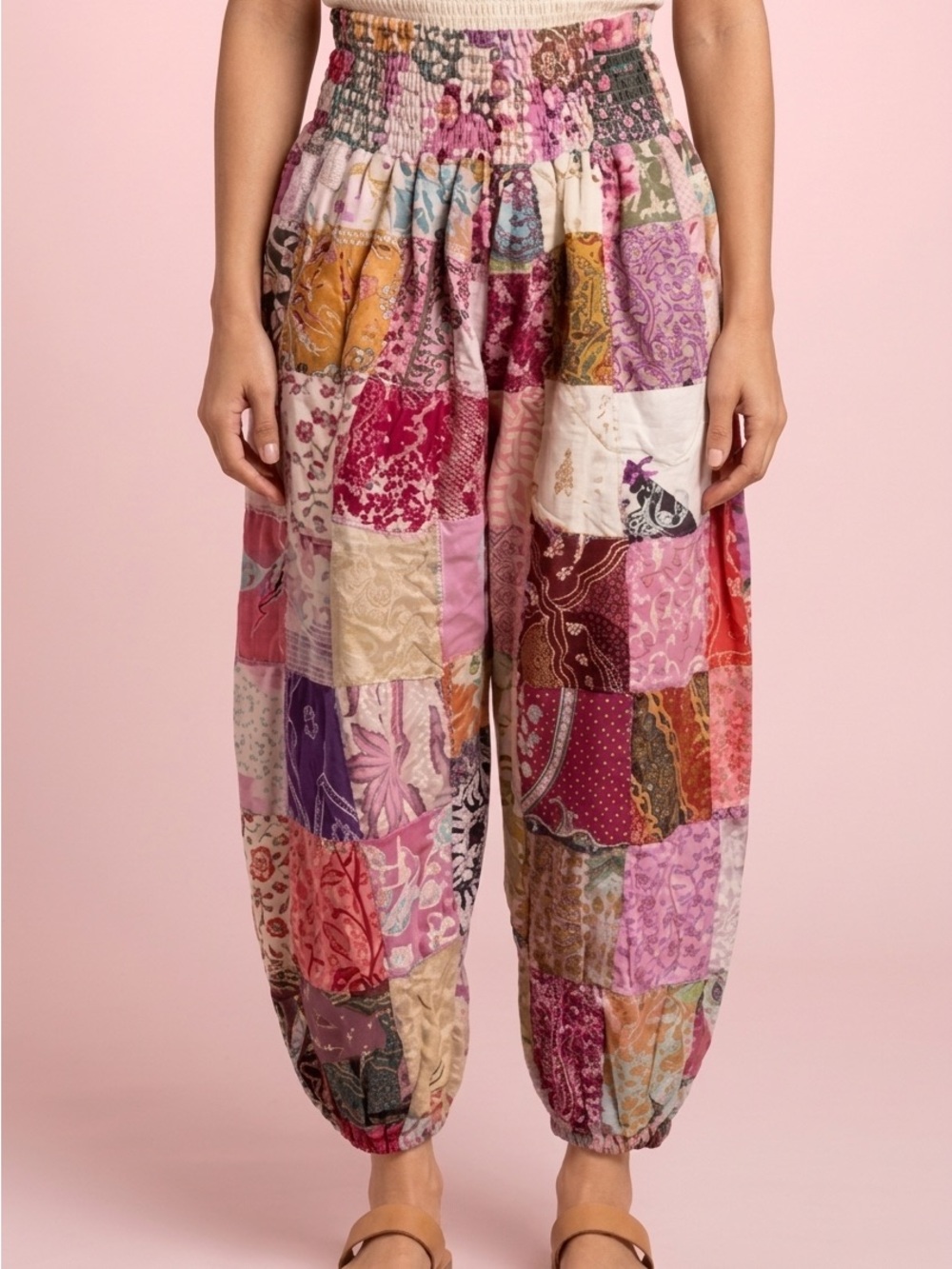 Rimba Bali Ubud BoHo Quilt Patchwork Harem Wide Leg Multicolour-OS